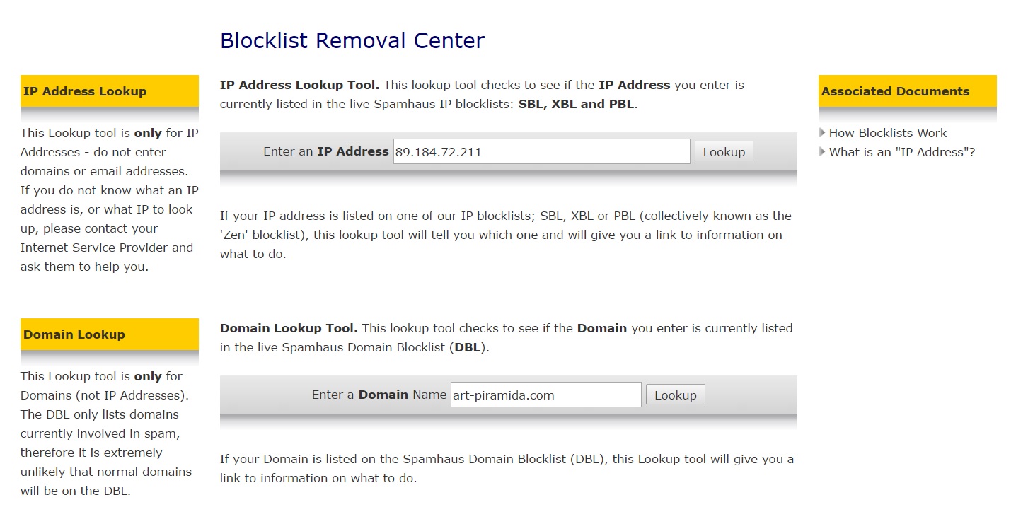 Spamhouse Blocklist Removal Center Check
